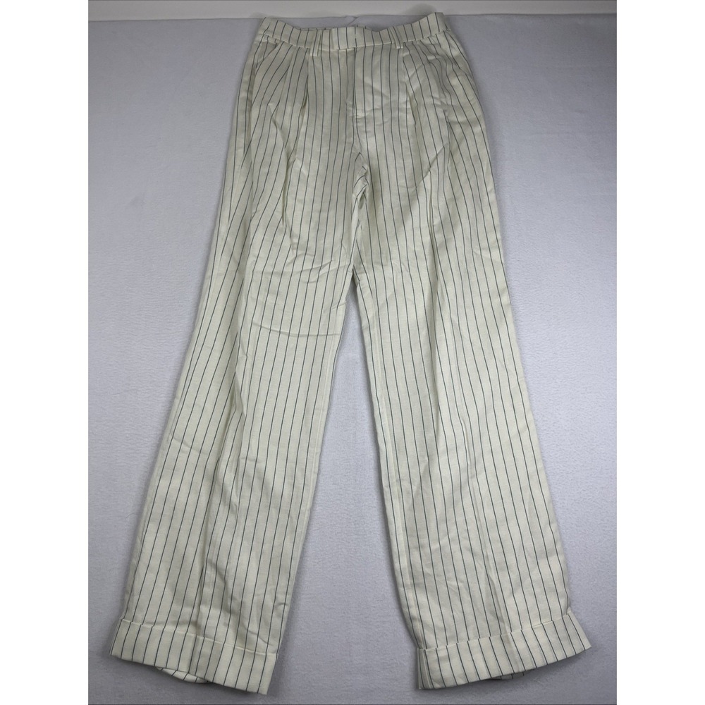 Favorite Daughter The Paige Pant Emerald Stripe Linen Wide Leg Womens 0 NEW